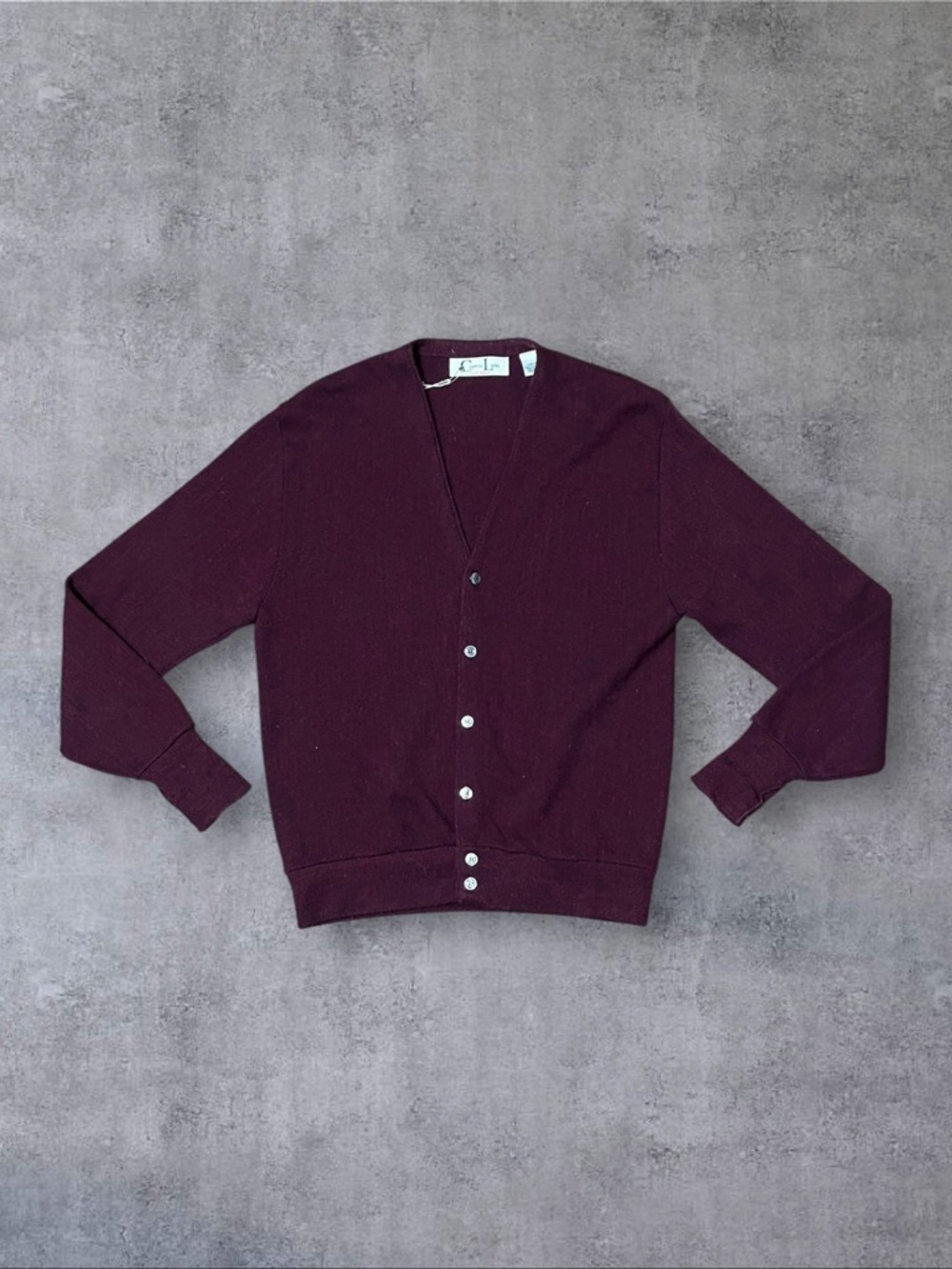 Vintage 80s Burgundy Knit Cypress Links Golf Wear Sz L Cardigan